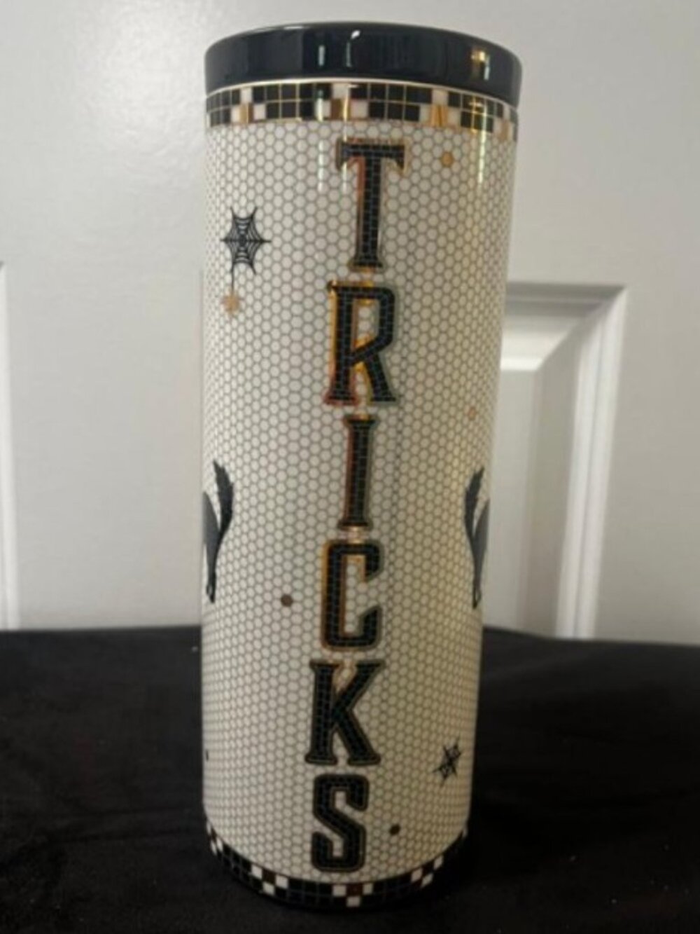 Anthropologie Bistro Tile Stoneware Canister: Halloween Edition – Tricks - NWT - Picture 4 of 9